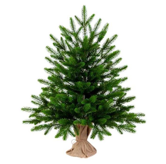 Brad artificial eveXmas 65 cm, 62 ramuri, Verde, Suport și Sac Iută