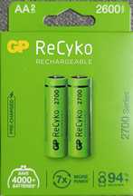 GP ReCyko аккумуляторные батарейки АА объем 2700 mAh