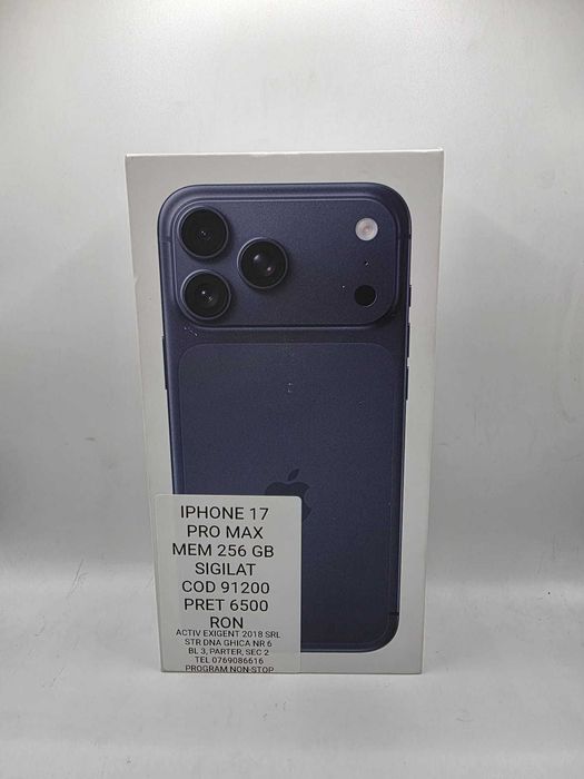 Iphone 17 Pro Max, MEM 256GB, RAM 12GB, Amanet Doamna Ghica, Cod:91200