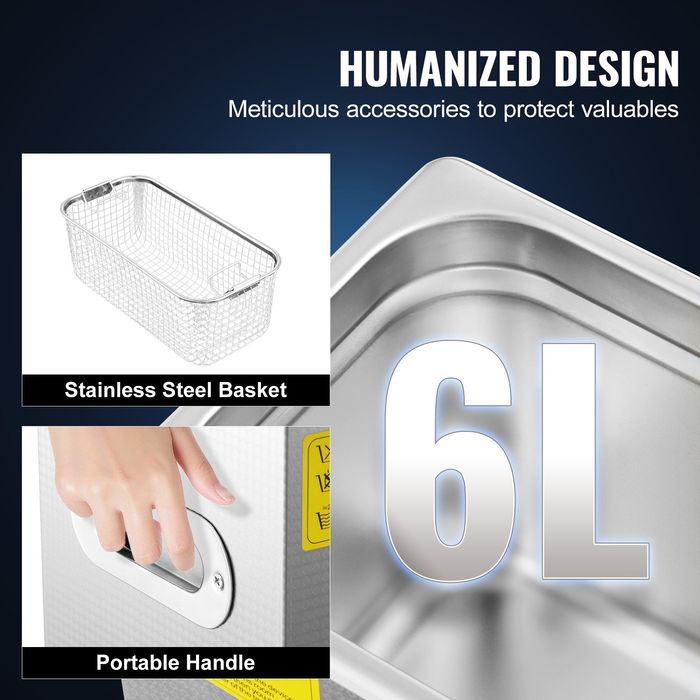 Curatator Ultrasonic Profesional 6L,Temporizator Digital,40kHz