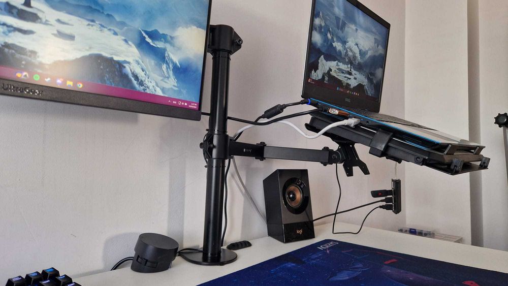 Suport dual pentru monitor si laptop
