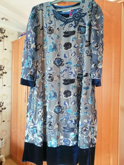 Платье,новое,  панбархат на шифоне, туфли кожанные