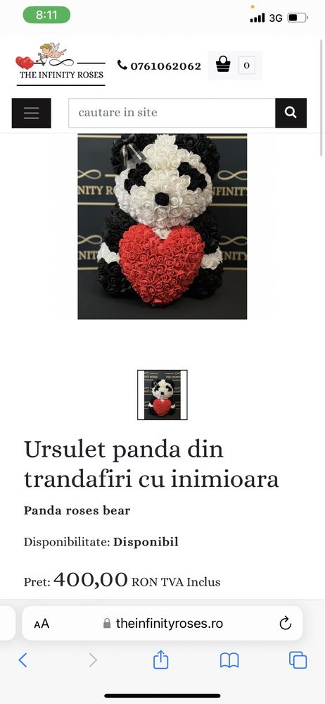 Ursulet panda din trandafiri