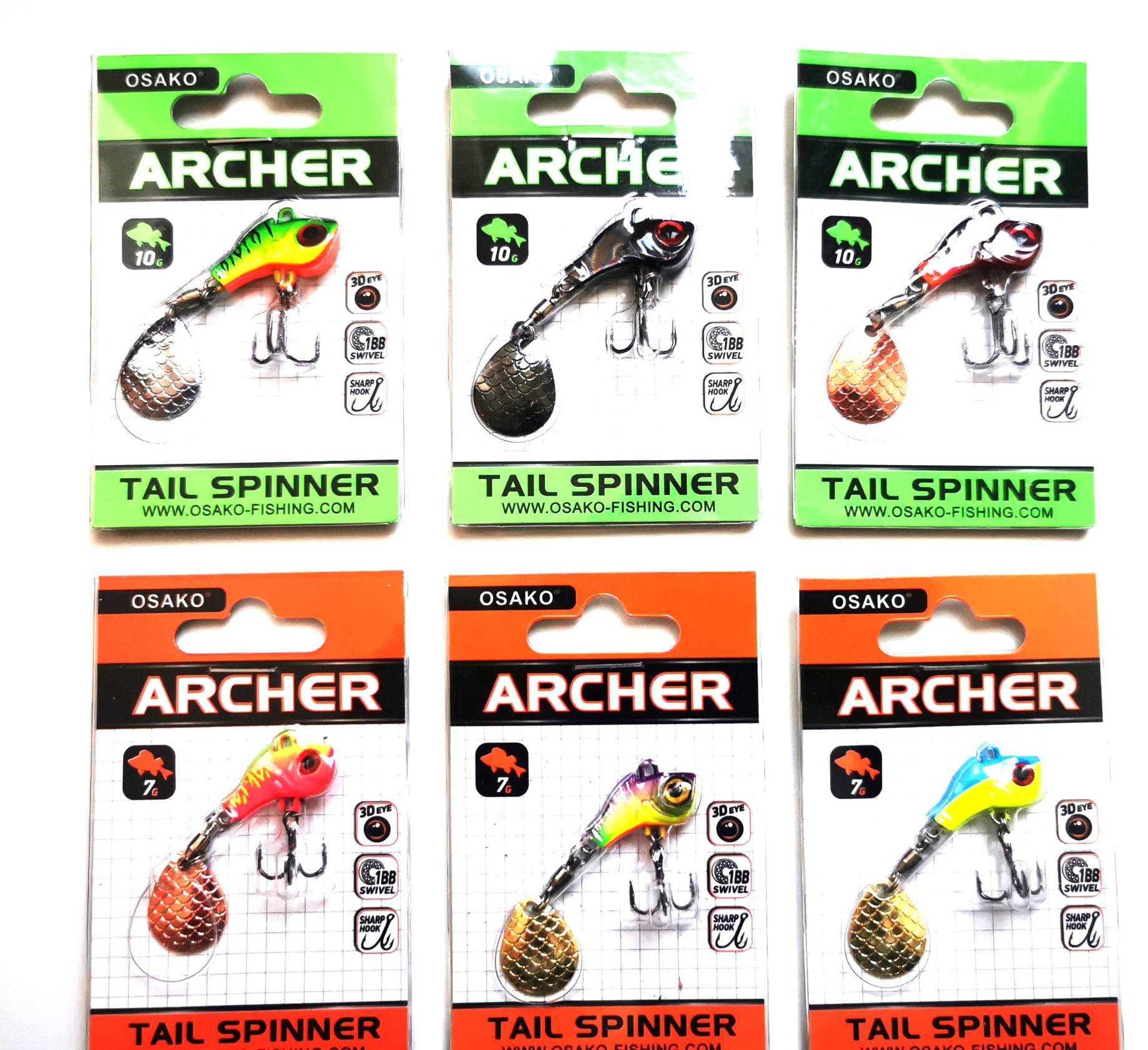 6 универсални примамки за костур, щука,кефал и др. Archer Tail Spinner