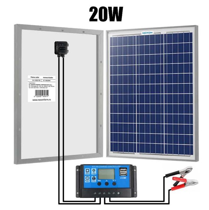 Panou solar gard electric NEXON 20W cu regulator