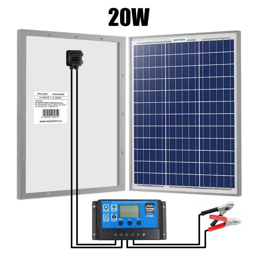 Panou solar gard electric NEXON 20W cu regulator
