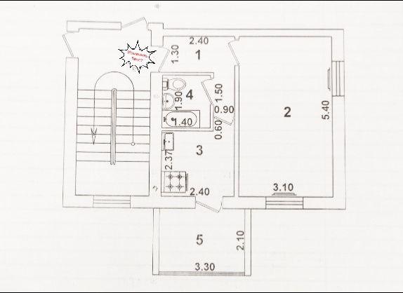 Чилонзор-22 квартал. 1-хона 2-хона қилинган. 36кв.метр. Балк-3,30×2.10