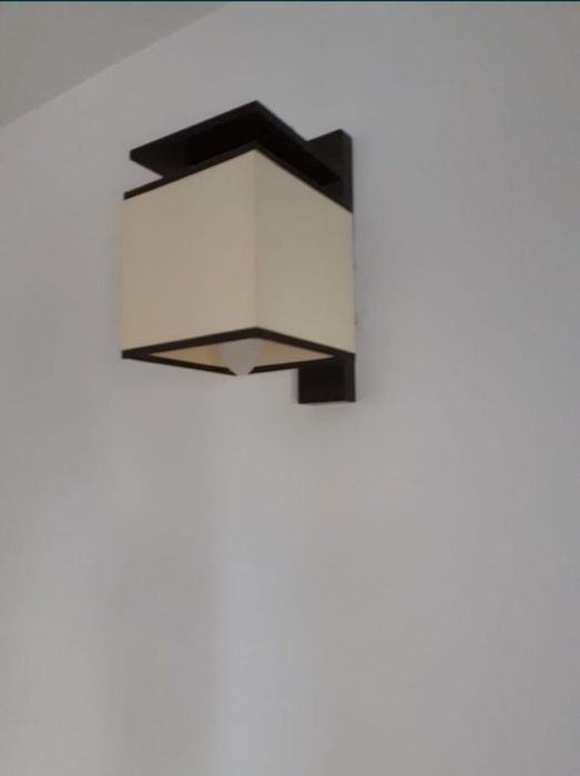 aplica dormitor hol birou bec soclu E14 Corp iluminat lemn si panza