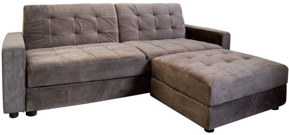 Разтегателен диван с табурерка