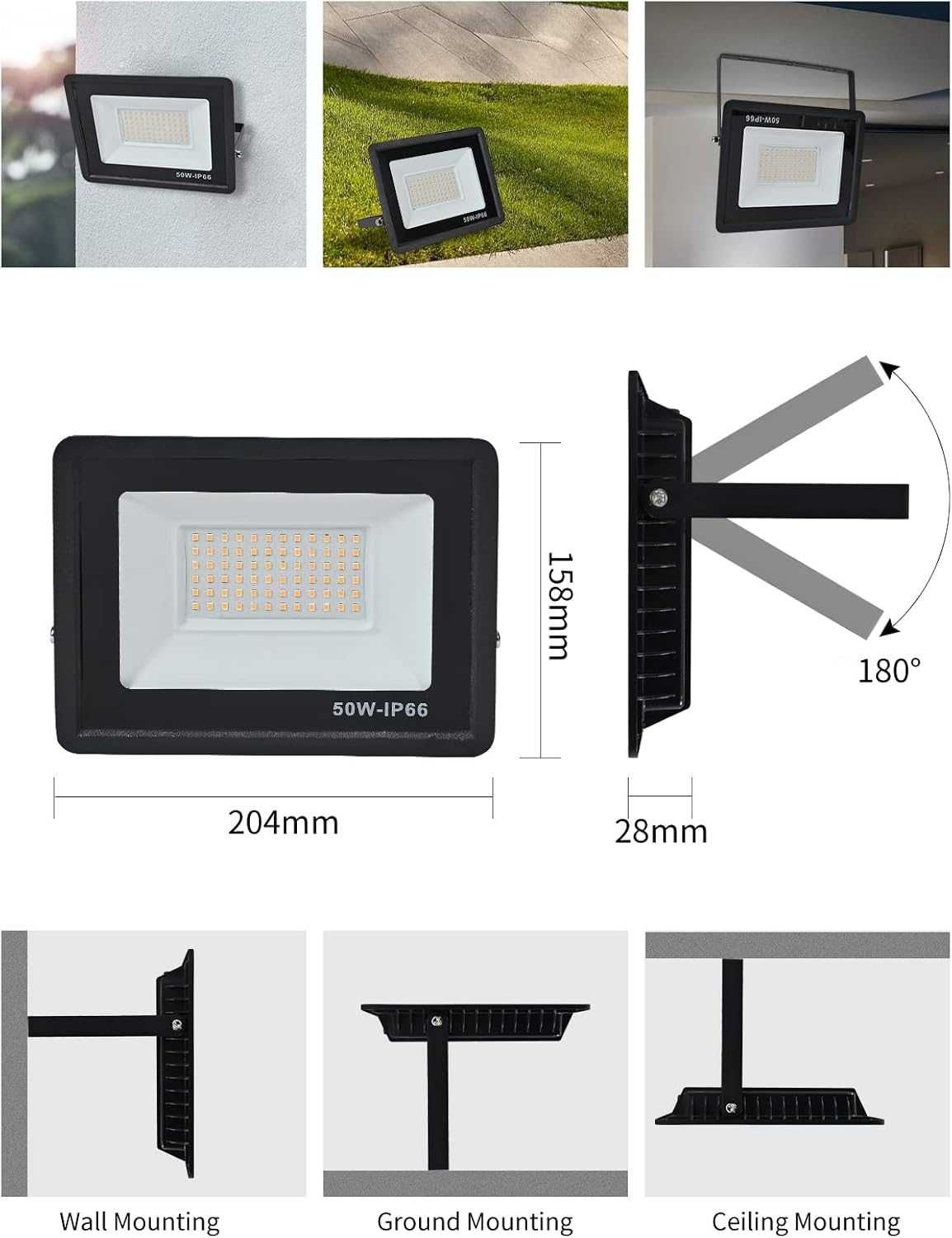 НОВИ! Външни LED прожектори 30W, 3000 лумена, студено бяло, 2 бр/к-кт