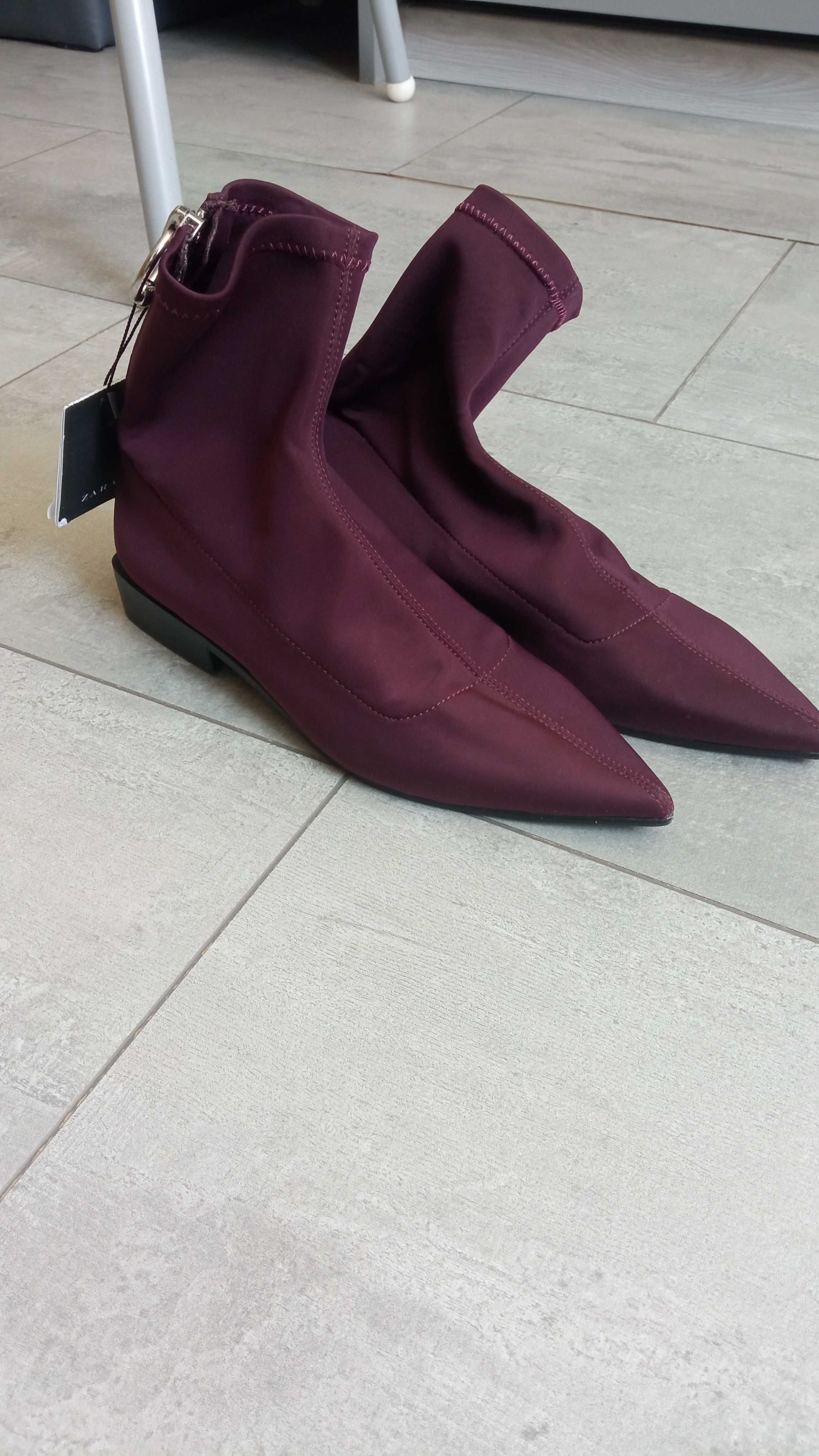 Боти Zara бордо ниски