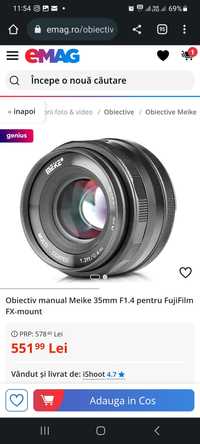 Obiectiv manual Meike 35mm F1.4 pentru Canon EF-M