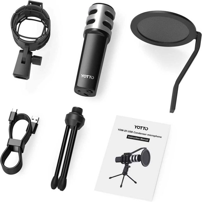 Microfon USB YOTTO 192KHZ/24BIT Microfon cardioid cu condensator