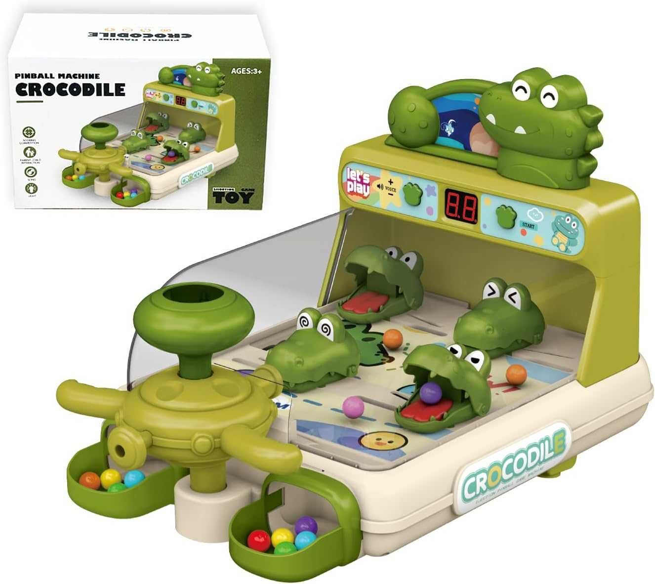 Joc de Pinball-Crocodil, 40 de Bile pt Tintire si Tabela de Scor