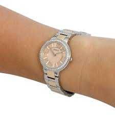 Ceas de Dama LUX original Fossil Virginia NOU Argintiu Auriu SPECIAL