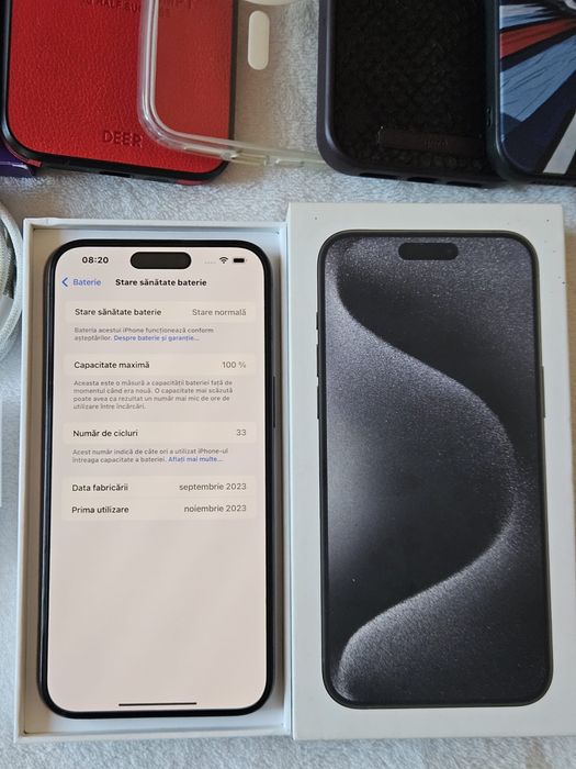 Iphone 15 pro max, 256GB, baterie 100%, 33 cicluri, CA NOU