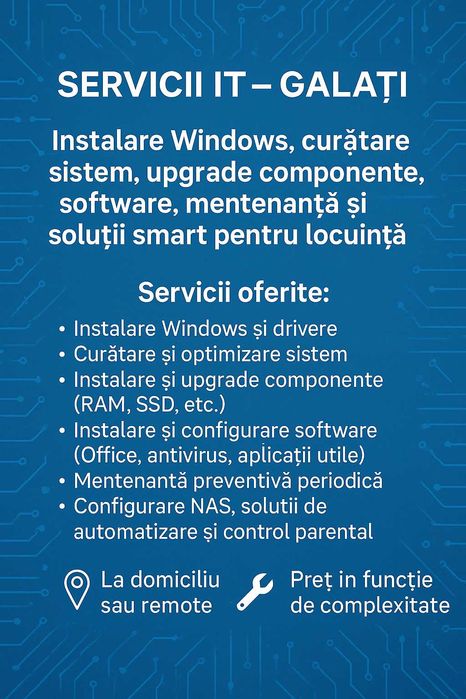Servicii IT acasa la tine sau remote.