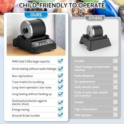 Нова Машина за полиране на камъни 1 кг, 9 скорости, комплект с камъни