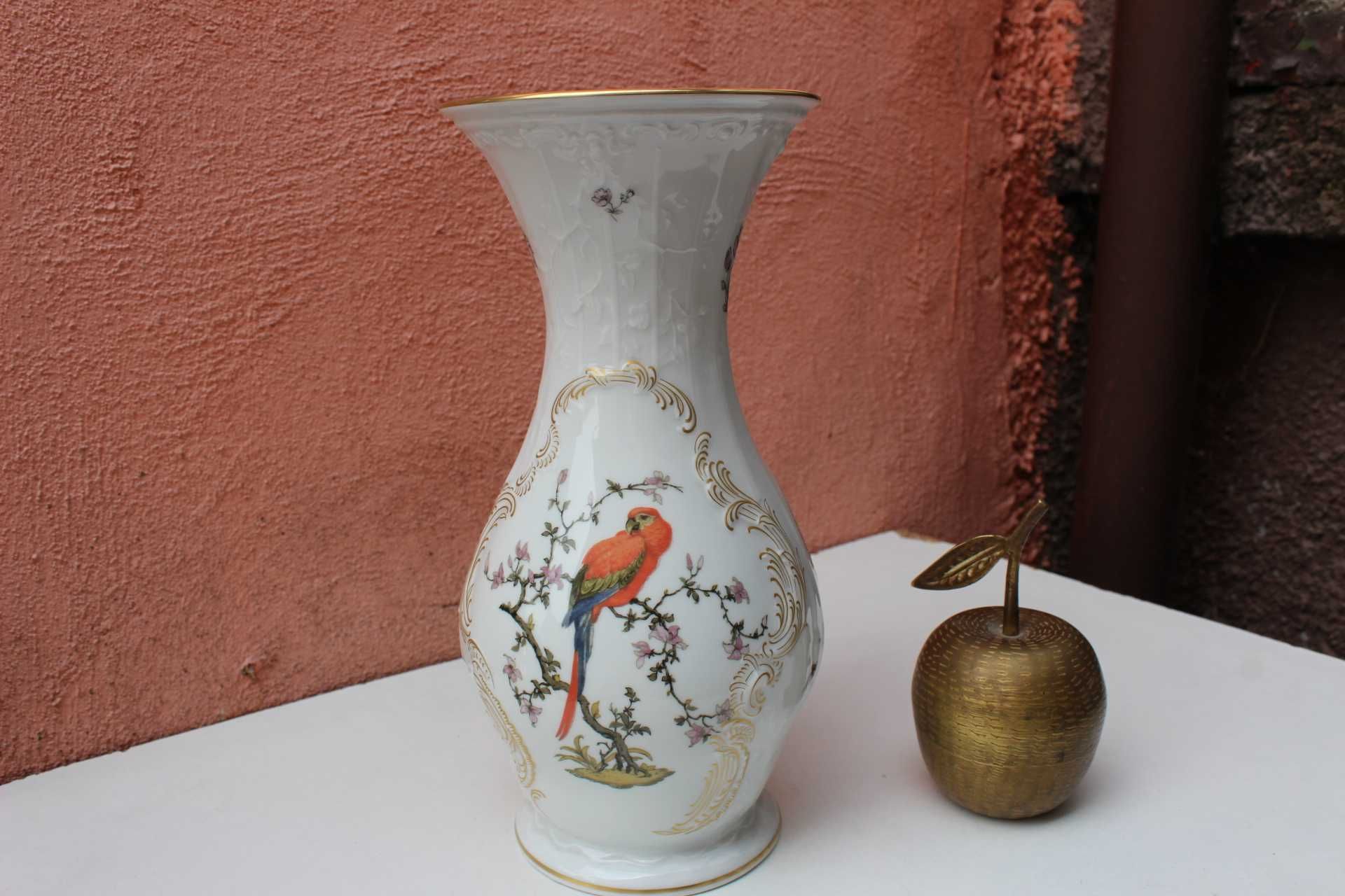 Vaza portelan colectie ROSENTHAL, Birds of paradise, pictata manual