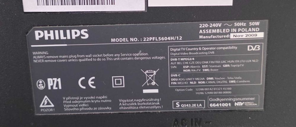 Televizor Philips 22PFL5604H - 22 inch/56 cm cu suport pt perete