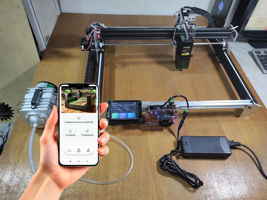 Станок лазерный 10w, wifi, компрессор, управление с телефона, новый.