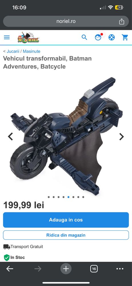 Vand set Batman - celula, batmobil, motocicleta transformabila