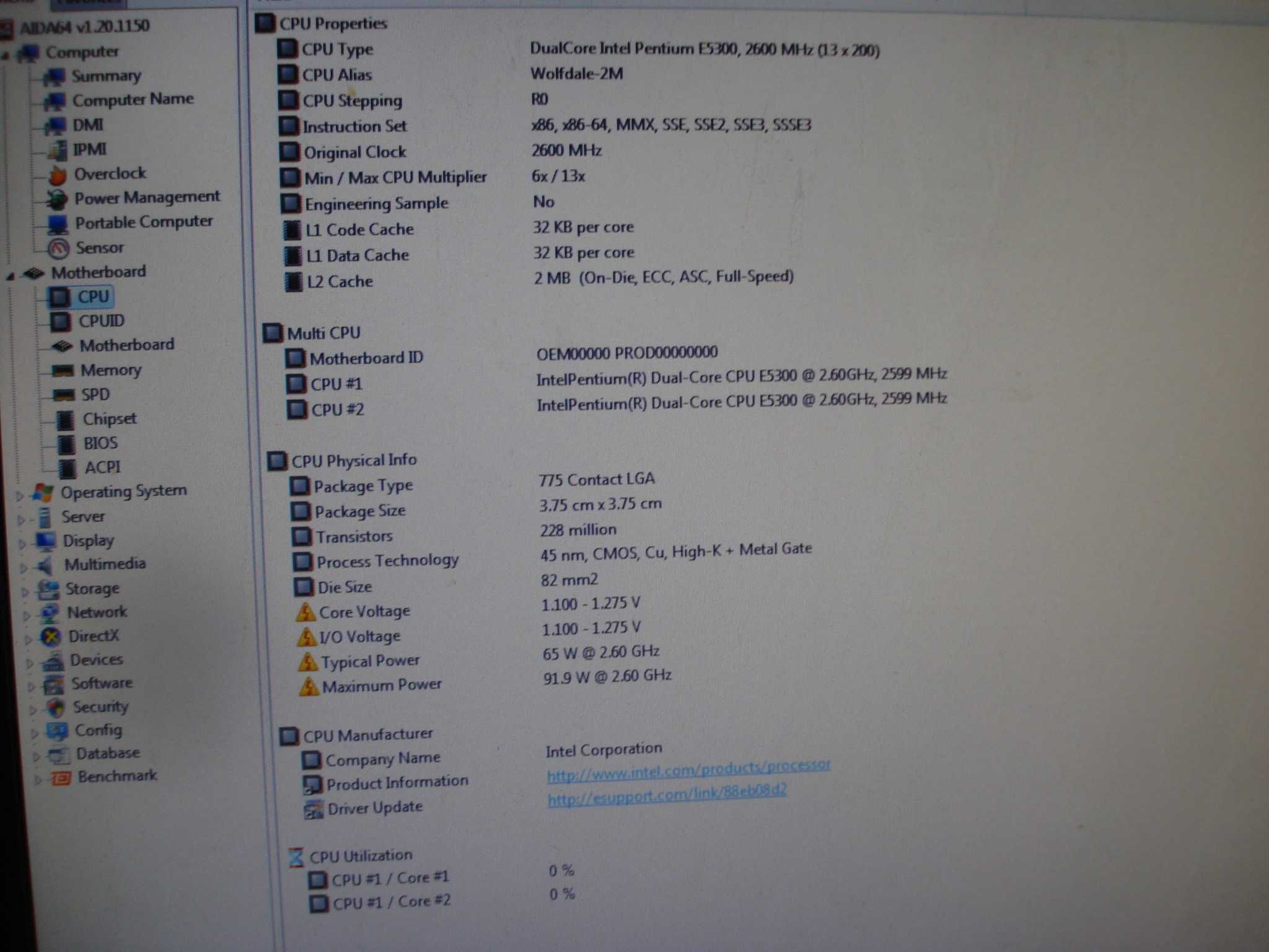 Procesor intel pentium dual core E5300 2.6 Ghz 2mb FSB 800 LGA 775