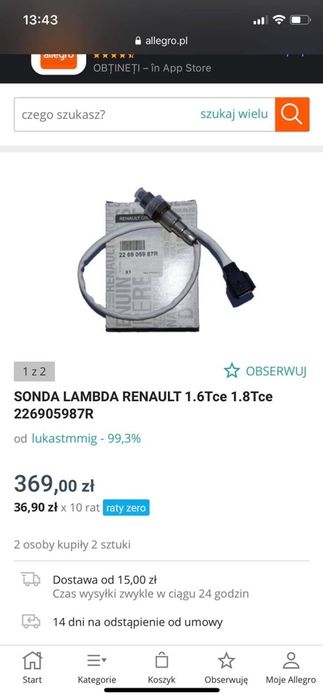 Vand sonde lambda Renault 1.6 Tce-1.8 Tce