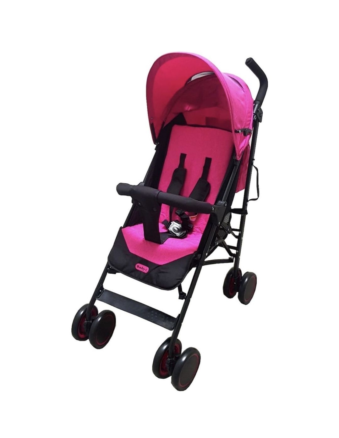 Cărucior pliabil roz pentru fetiță – Baby C, ușor și compact