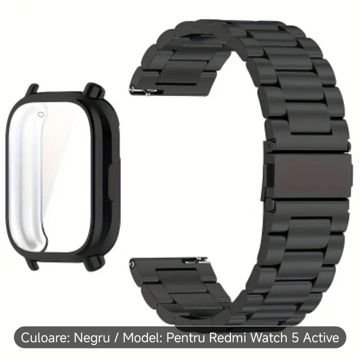 Husă + Curea metalica pentru ceas Redmi 5 Watch Active + dispozitiv re
