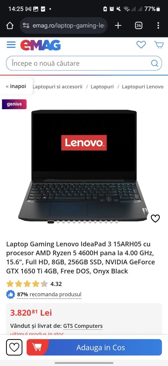 Lenovo gaming ideapad 3 15arh05