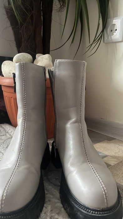 Кожанные теплые сапоги