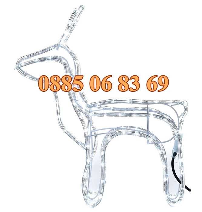 Коледен светещ елен 90 см, коледна украса, коледен елен бяла светлина