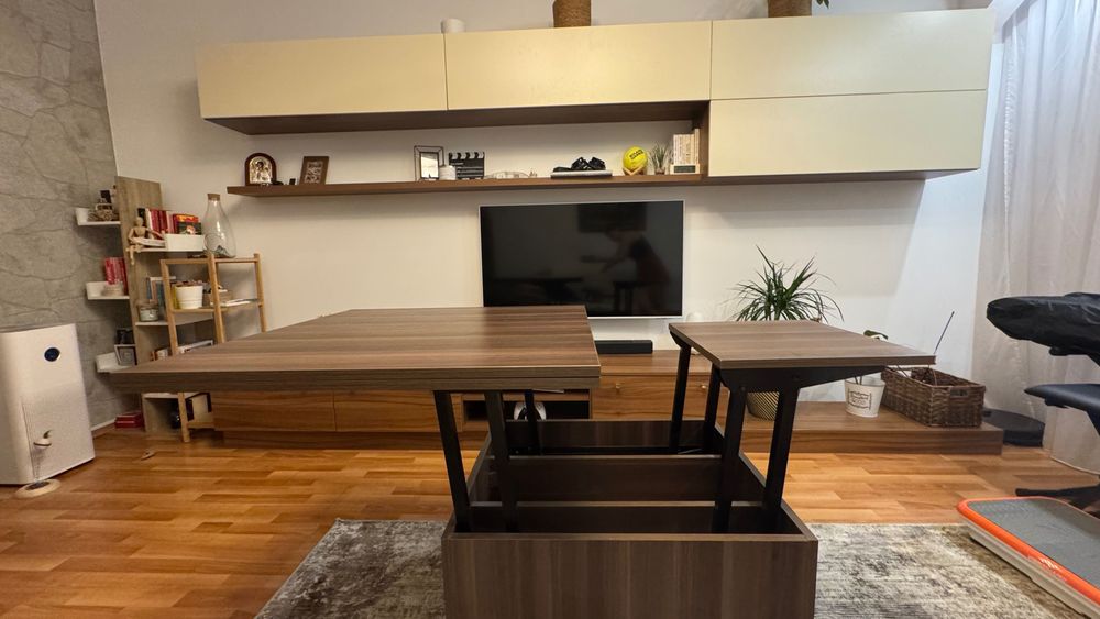 Masa de cafea extensibila, pe roti 80x80/160cm