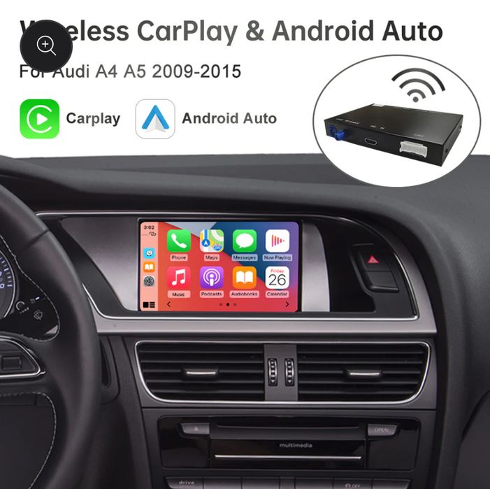 Безжичен CarPlay и Android Auto интерфейс за Audi A4 A5 Q5 (2009-2015)