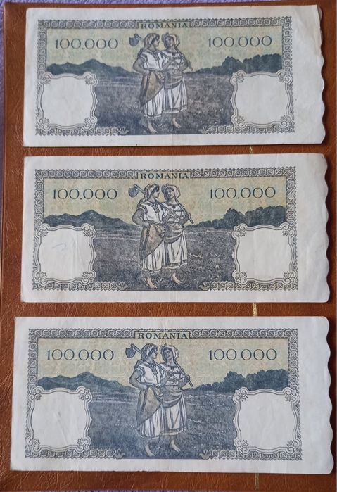Vand 13 bancnote 100000 lei, an 1946, iesite din circulatie