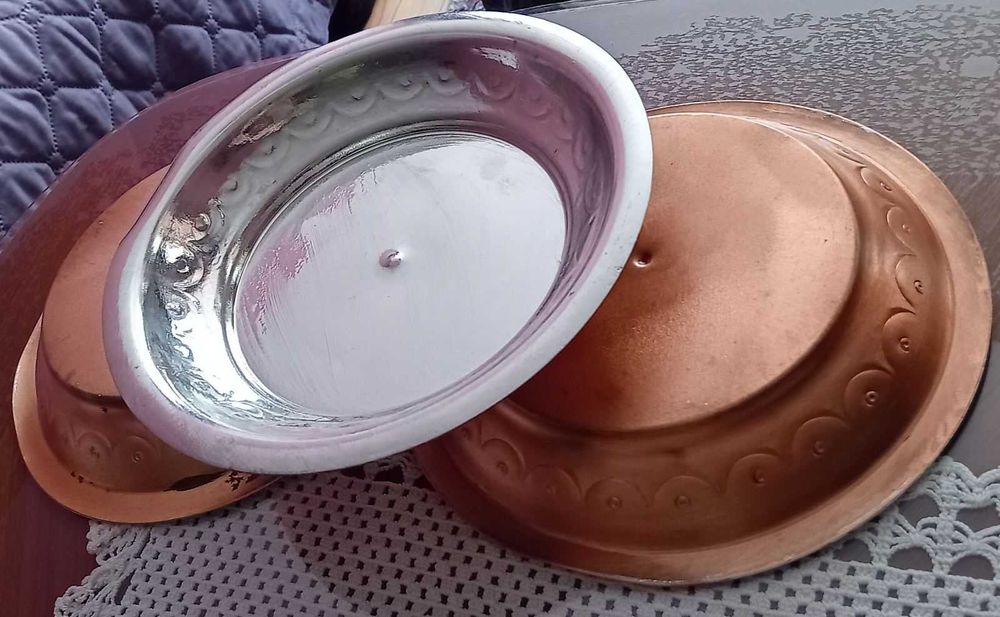 Медни чинии, калайдисани отвътре,  3 броя.