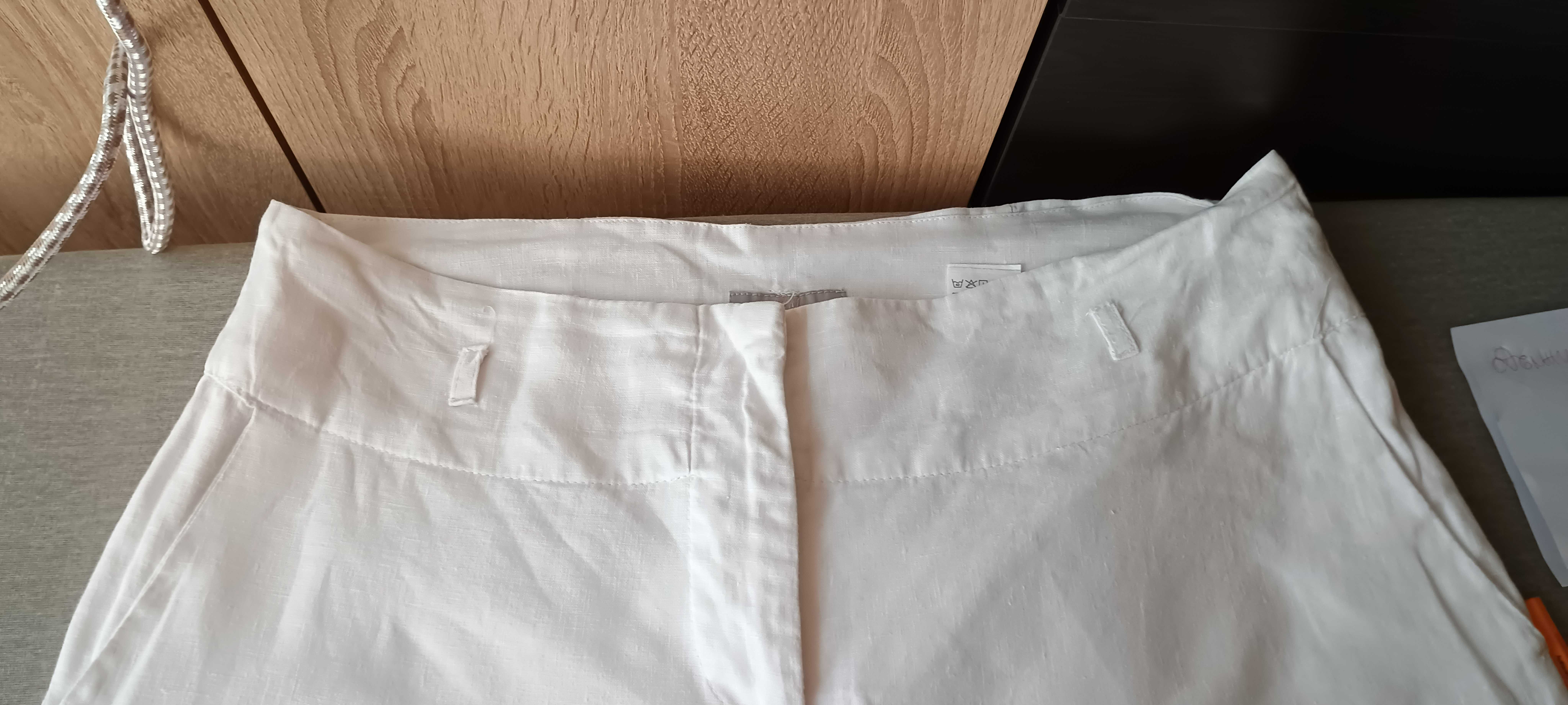 Бял ленен панталон H&M, размер 42