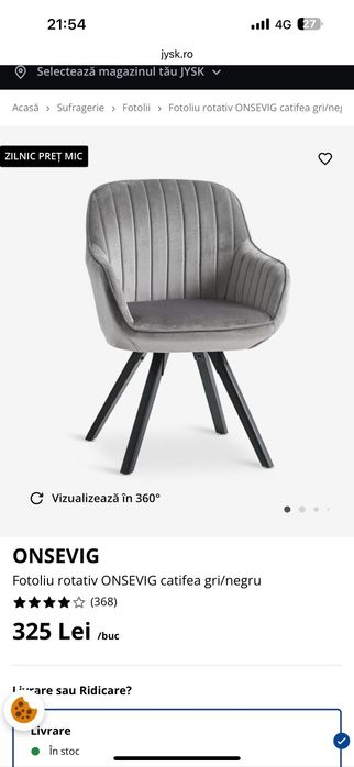 Fotoliu rotativ catifea gri- negru