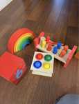 Jucarii montessori lemn pachet( cilindru,cuburi,cilindri bile, ciocan)