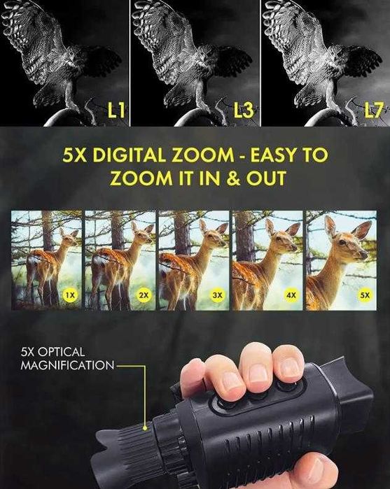 Спортен Водоустойчив Монокуляр Нощно Виждане 2.5K FULL HD Камера Запис