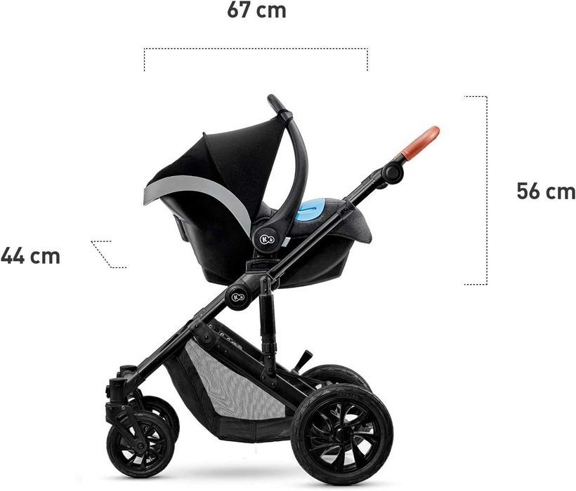 Carucior 3 in 1 Kinderkraft Prime cu landou si scoica auto