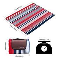 Patura de picnic American Style, 200 x 200 cm, Alb/Rosu/Albastru