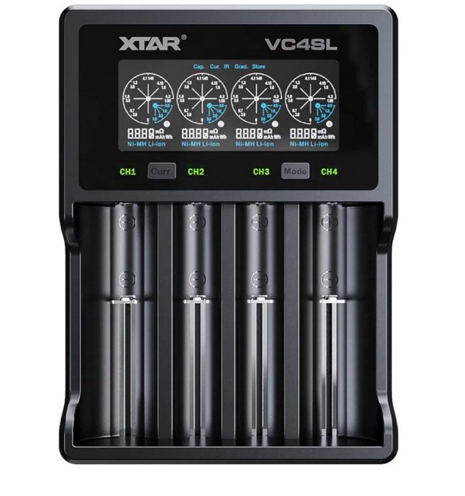 Зарядно у-во XTAR VC4SL, 4 гнезда, LCD дисплей, USB, LiIon & NIMH