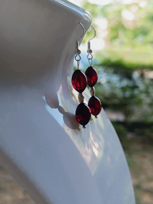 Vechi cercei din argint de 925 cu chihlimbar natural presat