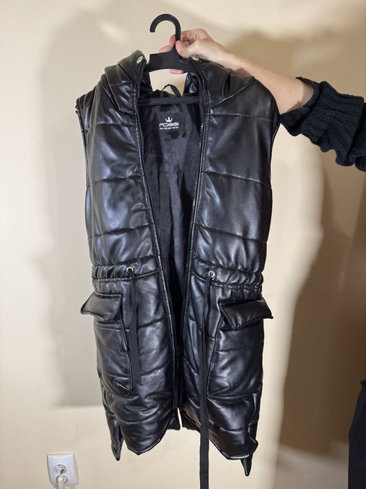 Vesta de piele neagra de Dama XS