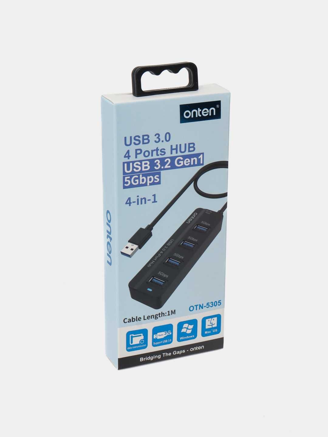 Хаб USB 3.0 4 порта 5Гб 4 в 1 Onten OTN-5305