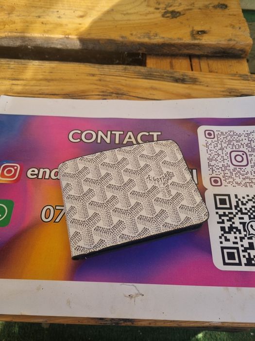 Portofel Goyard alb piele
