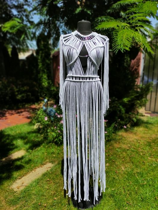 Rochie handmade macrame de plaja, boho festival dress