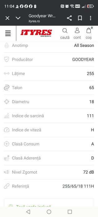 Anvelope 255 65 r18 M+S Goodyear Wrangler territory